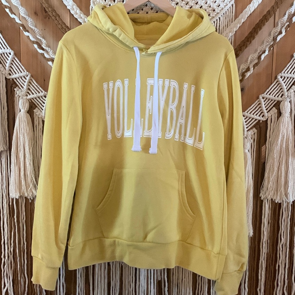 Reflex Yellow Graphic Volleyball Hoodie Size L